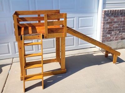 Wooden Kids Playhouse with Slide and Ladder