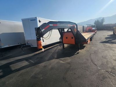 2027 RawMaxx 26' FDXD Gooseneck 24K Hydraulic Jack and Maxx Ramps Equipment Flatbed Trailer