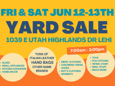 YARD SALE Jun 12-13th Fri & Sat - Tons of high quality Handbags, cookware, clothings, and much more