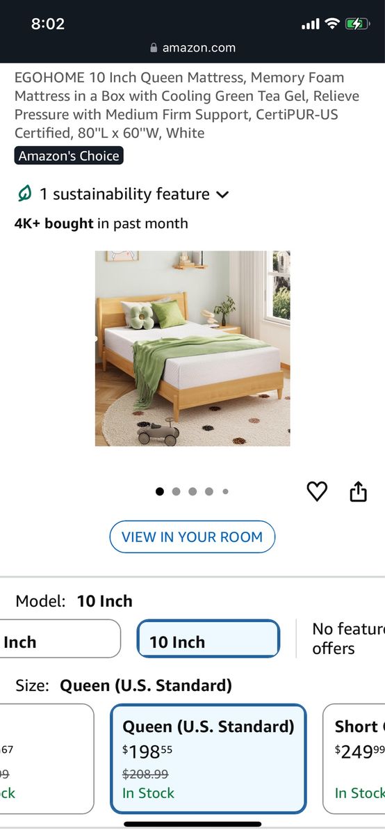 10 Inch Queen Mattress, Memory Foam, white, new