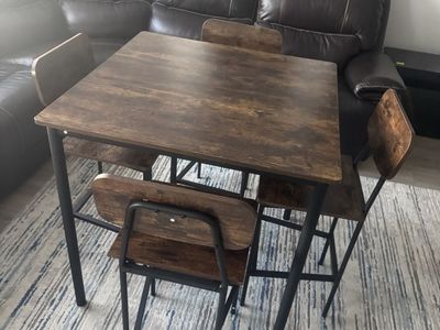 5-Piece Counter Height Dining Table Set, Industrial Kitchen Table and Chairs for 4