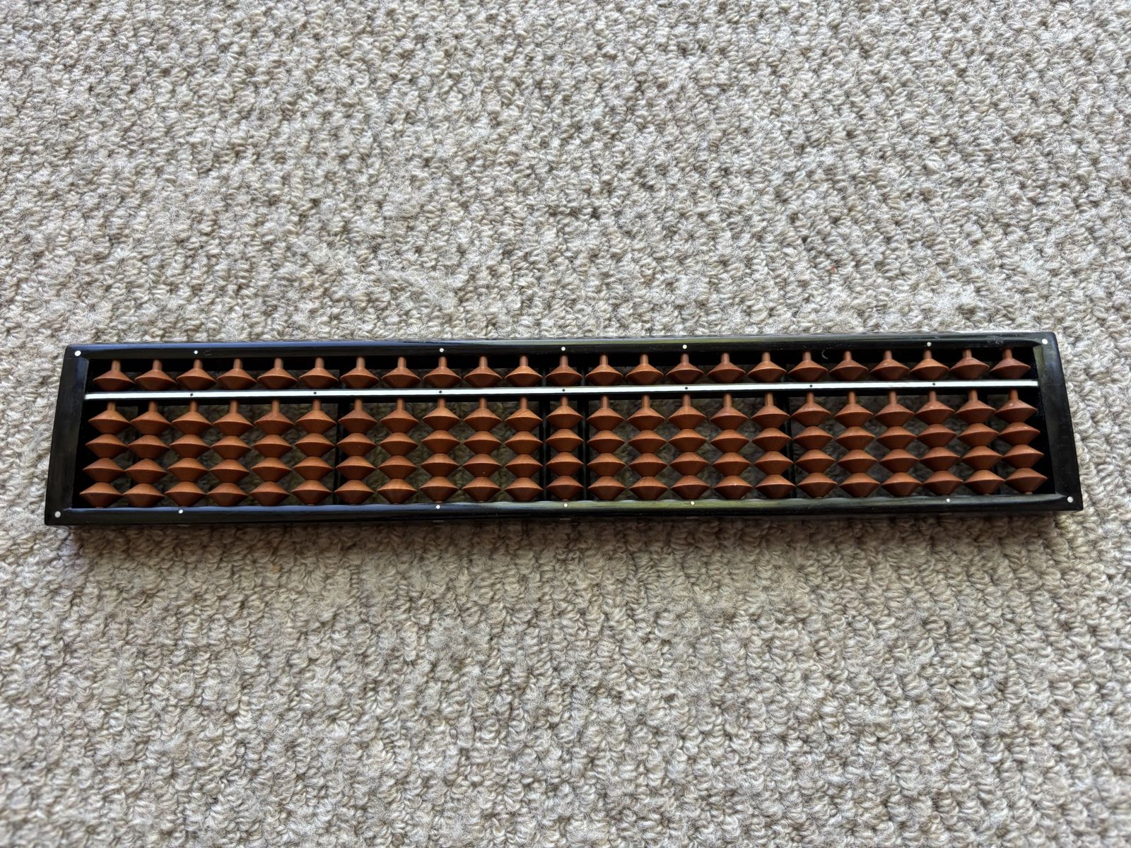 23-Rod Abacus Counting Calculating Frame - Light Brown Beads, Excellent Condition