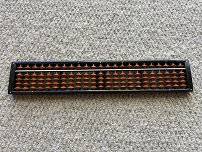 23-Rod Abacus Counting Calculating Frame - Light Brown Beads, Excellent Condition