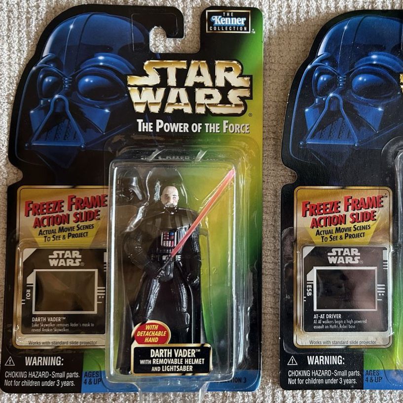 Star Wars The Power of the Force Green Card Darth Vader Action Figures Kenner 1997 New Version Removable Helmet and Lightsaber