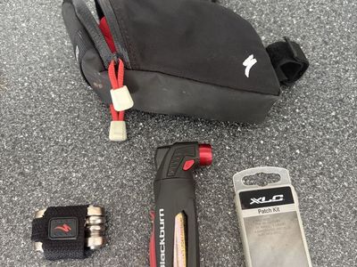 Specialized Saddle Bag with Blackburn CO2 Inflator, Multi-Tool, Pedro's Tire Lever, & XLC Patch Kits