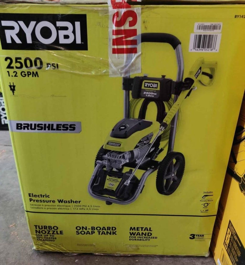 RYOBI 2500 PSI 1.2 GPM Electric Brushless Pressure Washer w/ Turbo Nozzle & Soap Tank
