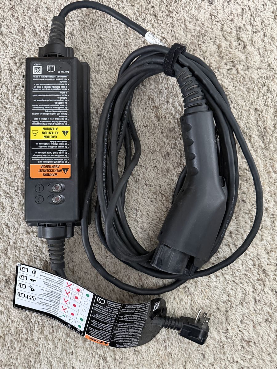 120v, 12a, Level 1 vehicle charger (J1772 socket)