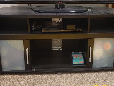 Black TV Stand/Media Console with Frosted Glass Sliding Doors - 45.5" W x 20" D