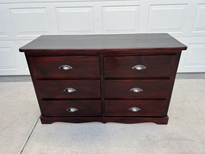 6-Drawer Wood Dresser, Dark Cherry Finish