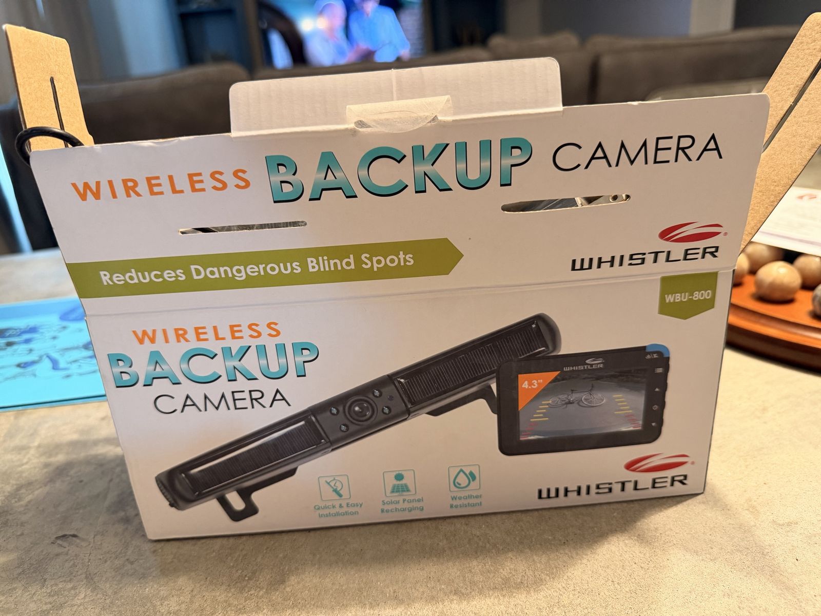 Whistler WBU-800 Wireless Backup Camera with 4.3" Monitor & Solar Panel