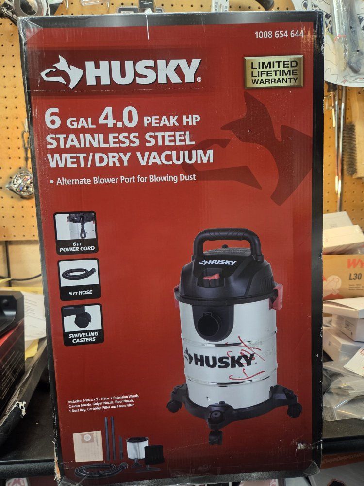 Husky 6 Gal 4.0 Peak HP Stainless Steel Wet/Dry Vacuum
