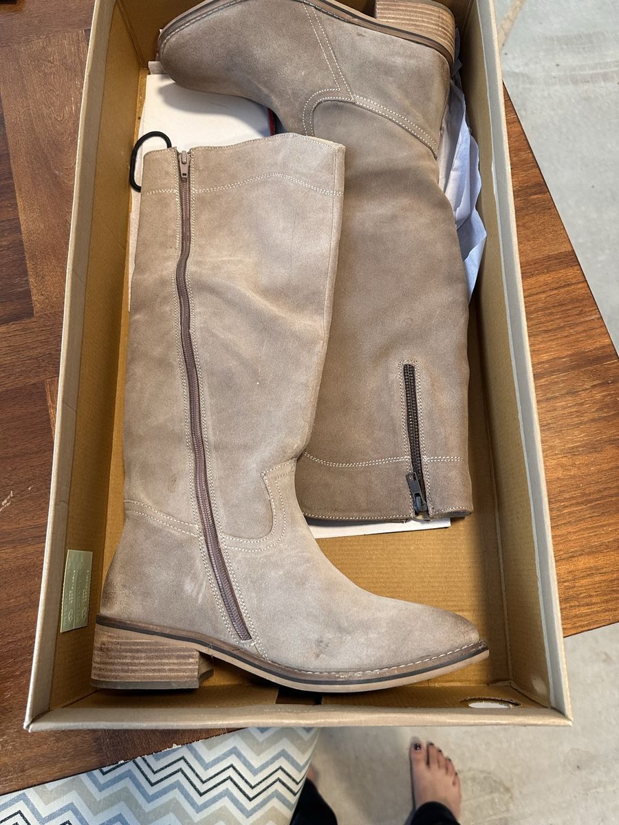 Downeast Women's Taupe Suede Knee-High Boots Size 7.5