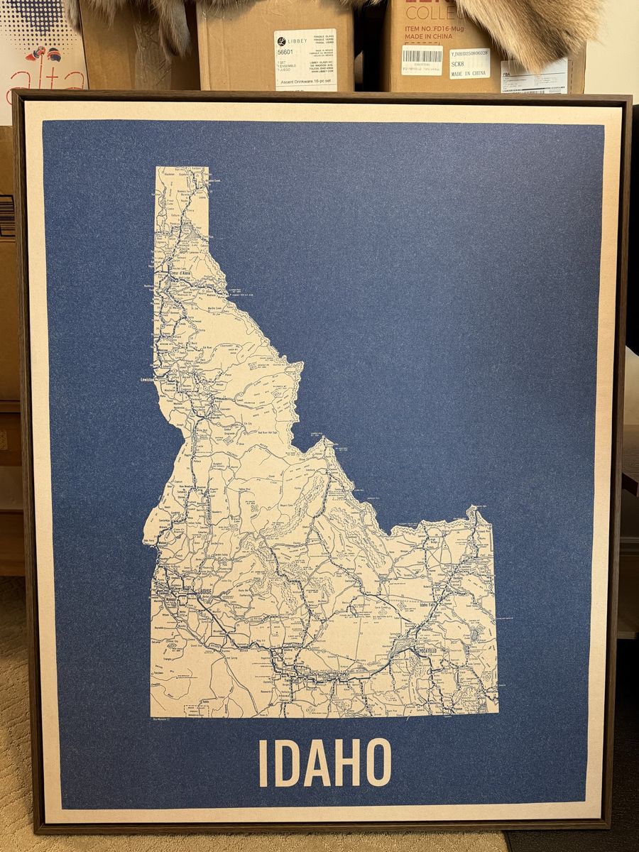 Framed Vintage Idaho Map