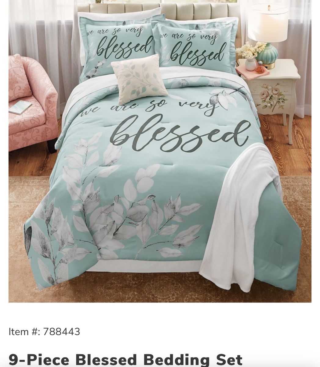 Blessed 9 piece bed in a bag, new Queen,  Sheets