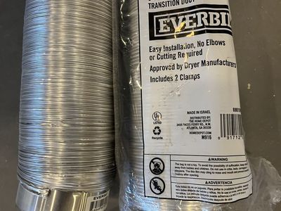 Set a two 8 x 4 diameter flexible dryer transition duct with one one clamp