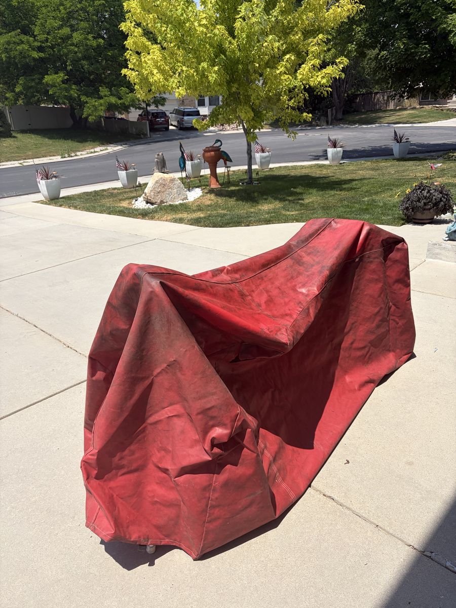 Custom Heavy Duty Red Canvas ATV Cover with Tie-Down Access for Transport