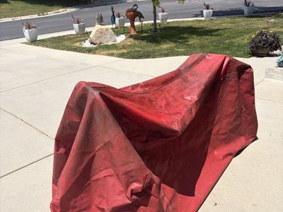 Custom Heavy Duty Red Canvas ATV Cover with Tie-Down Access for Transport