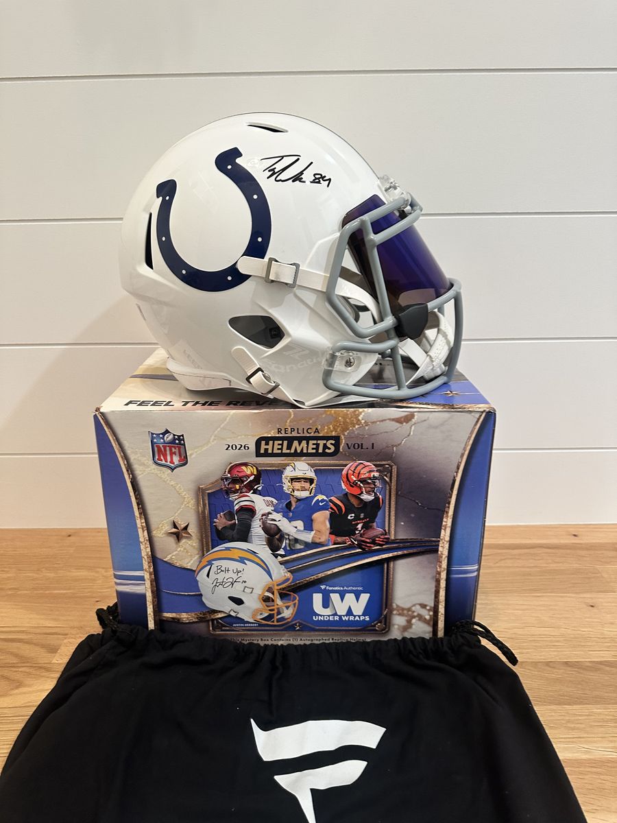 Selling a Tyler Warren autographed Indianapolis Colts Riddell Speed replica helmet.