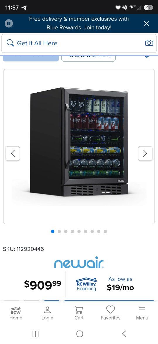 NewAir Beverage Center Refrigerator with Glass Door and Digital Display