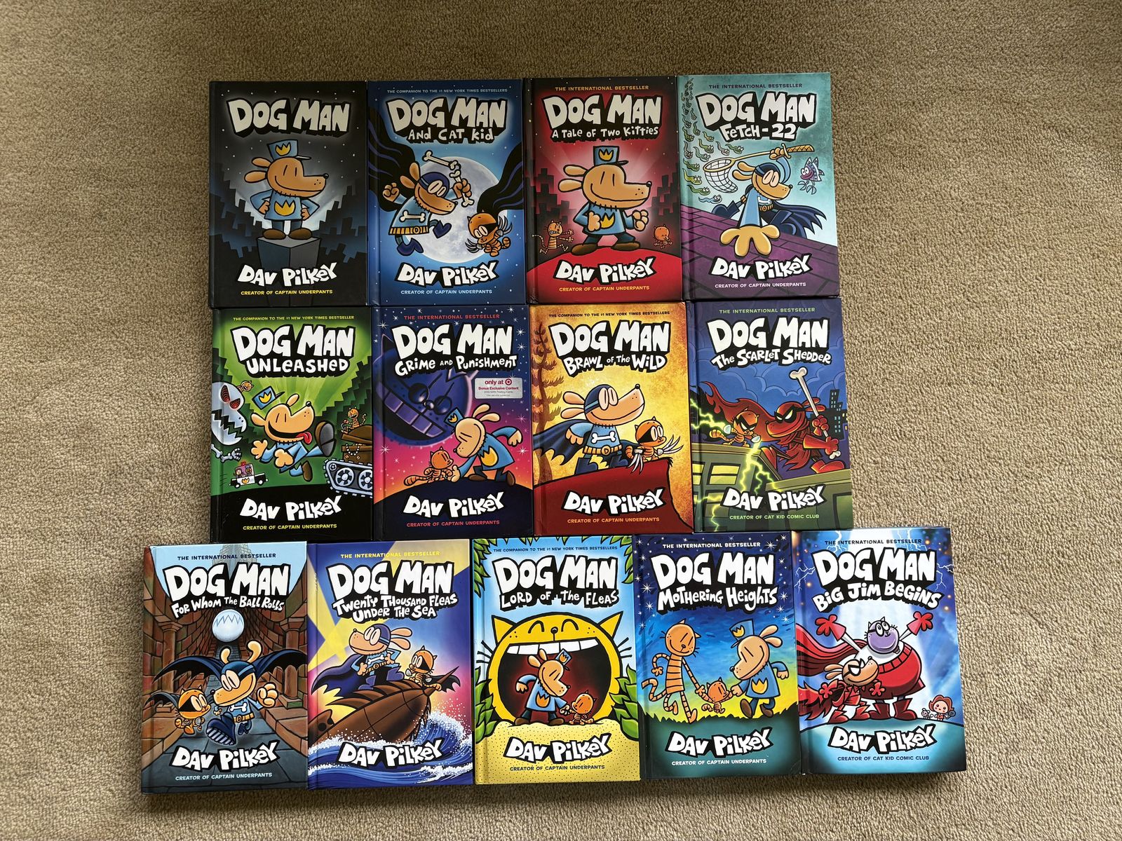 13 Dog Man Books, by Dav Pilkey (hardcovers)