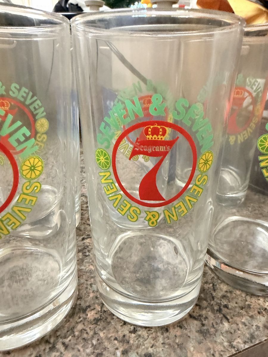 New. Set Of 8 Vintage Seagram’s Seven & Seven Highball Glasses