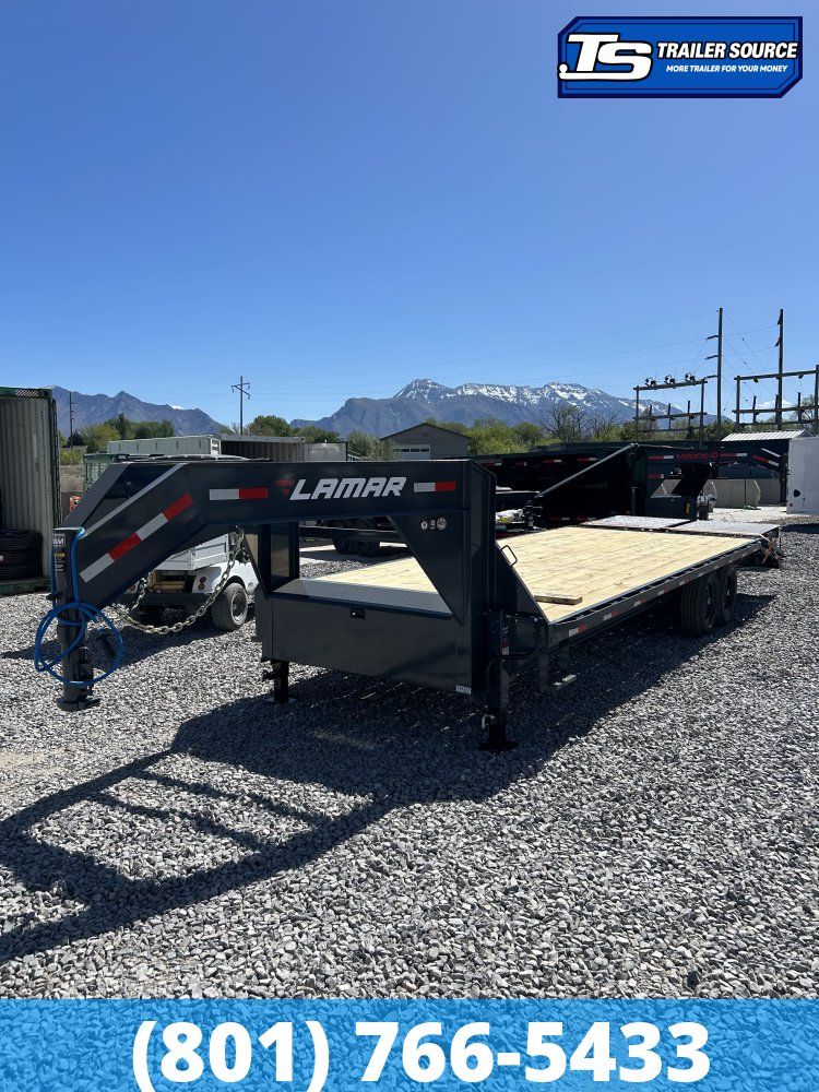 8.5x25 Lamar FS Gooseneck Equipment Trailer - 15.7K GVWR - 14 Ply Tires, Max Ramps