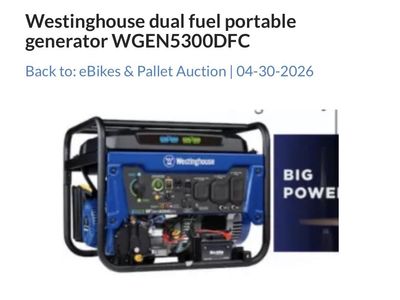 Westinghouse WGEN5300DFC Dual Fuel Portable Generator - 6600 Peak Watts, 5300 Running Watts