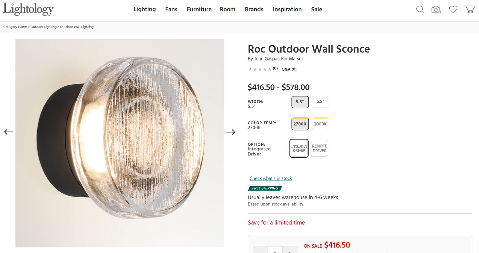 ***SALE***Marset Roc | Compact Indoor and Outdoor LED Wall Lamp