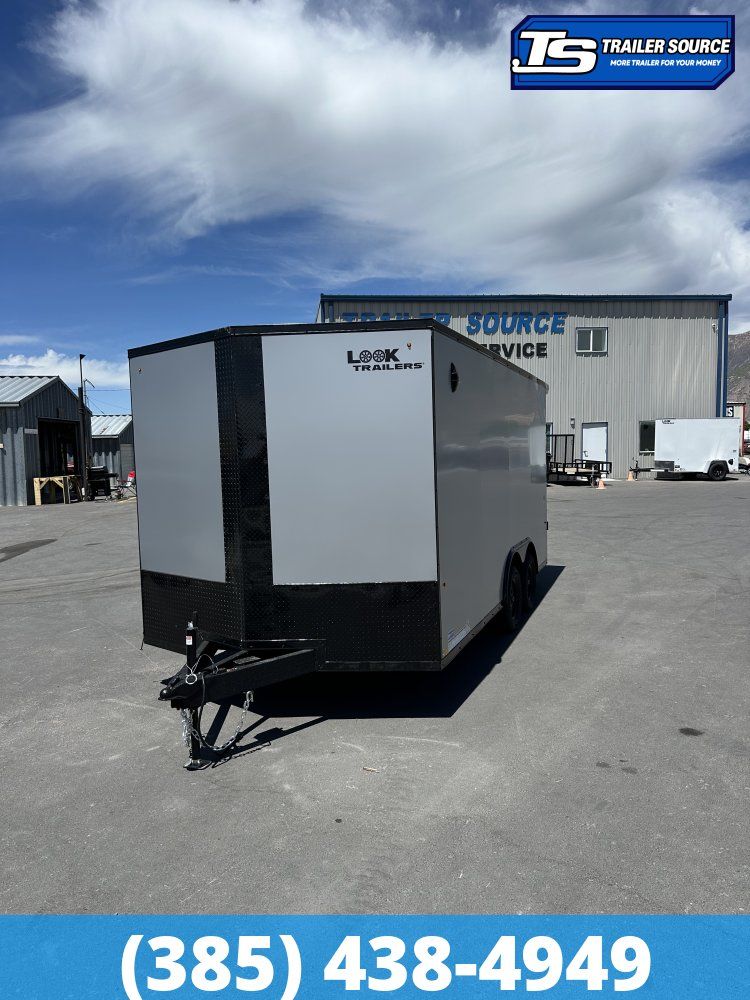 8.5x16 Look ST DLX Enclosed Cargo Trailer - 7'0" Interior - 7K GVWR - .080 PolyCor, Black Out Package, Rear Spoiler w/ Load