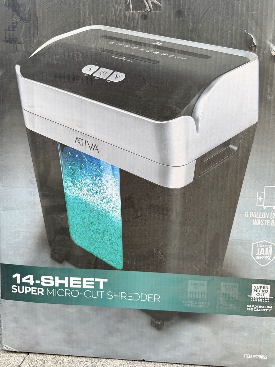 Ativa 14-Sheet Super Micro-Cut Paper & Credit Card Shredder with 6-Gallon Waste Bin