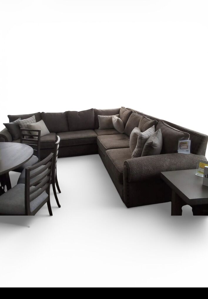 John michaels REAL LEATHER SECTIONAL NEW