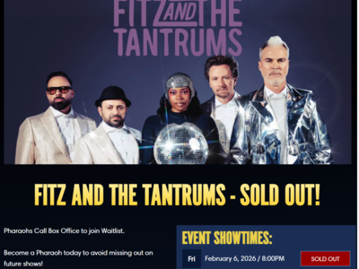 Fitz & The Tantrums 02/06 Fri @ Egyptian Park City - 8PM - 1 ticket