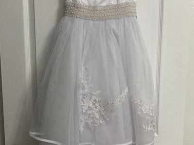 Girls Beautiful White Dress Flower Girl, Baptism, First Holy Communion