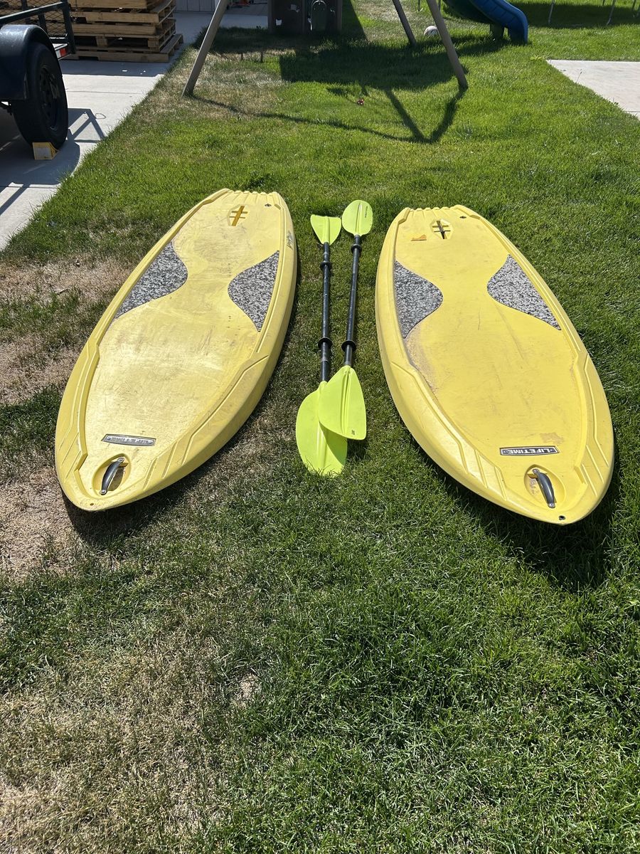 Set of 2 Lifetime Hooligan Youth Stand-Up Paddle Boards (SUP) with Paddles - Yellow