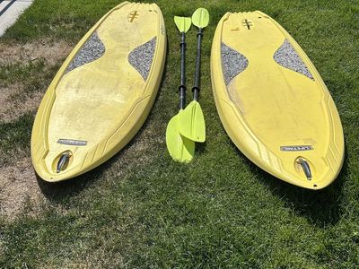 Set of 2 Lifetime Hooligan Youth Stand-Up Paddle Boards (SUP) with Paddles - Yellow