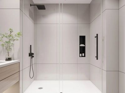 50"- 54" W x 76" H Single Sliding Frameless Shower Door in Matte Black Finish