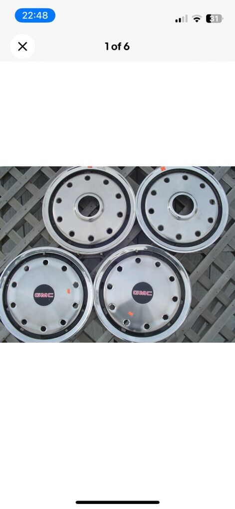 GMC 15 inch Hubcaps 4x4 Vintage Antique
