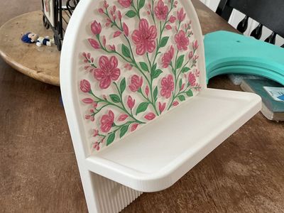 Hand-Painted Floral Wall Shelf White Pink Green Cottagecore Decor