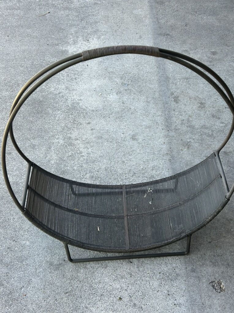 Crate and Barrel Loop Log Magazine Rack Holder Mid Century Modern