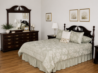 Queen Bedroom Set 4pc Cherry Wood