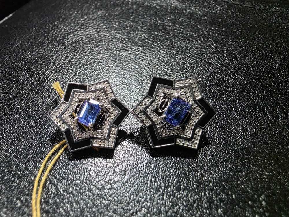 Natural Tanzanite & Diamond Earrings – Sterling Silver – GGA Appraised $3,780