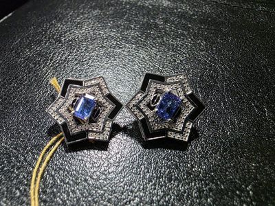 Natural Tanzanite & Diamond Earrings – Sterling Silver – GGA Appraised $3,780