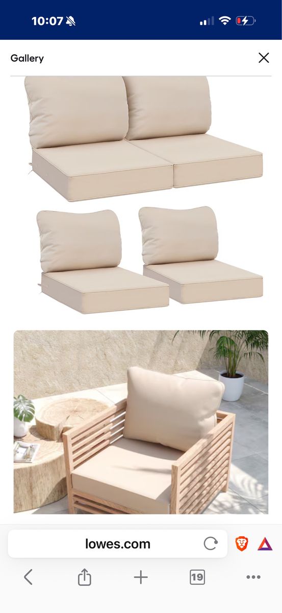 Outdoor Patio Furniture Replacement Cushions - Beige (Brand New)