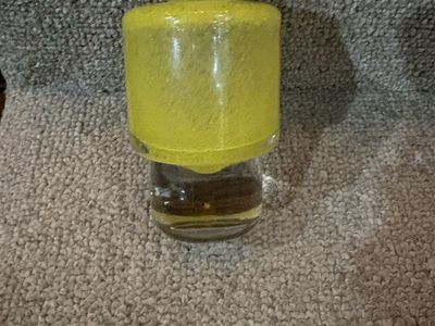 Yellow Glass Bud Vase with Speckled Texture, Clear Base, 5-6 inches tall