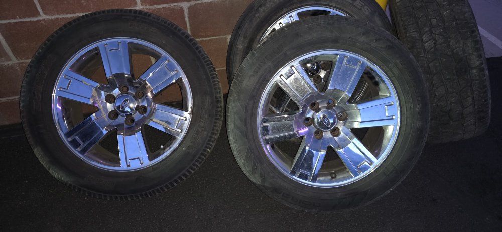 Set of 4 Ford Factory Chrome Wheels and Tires