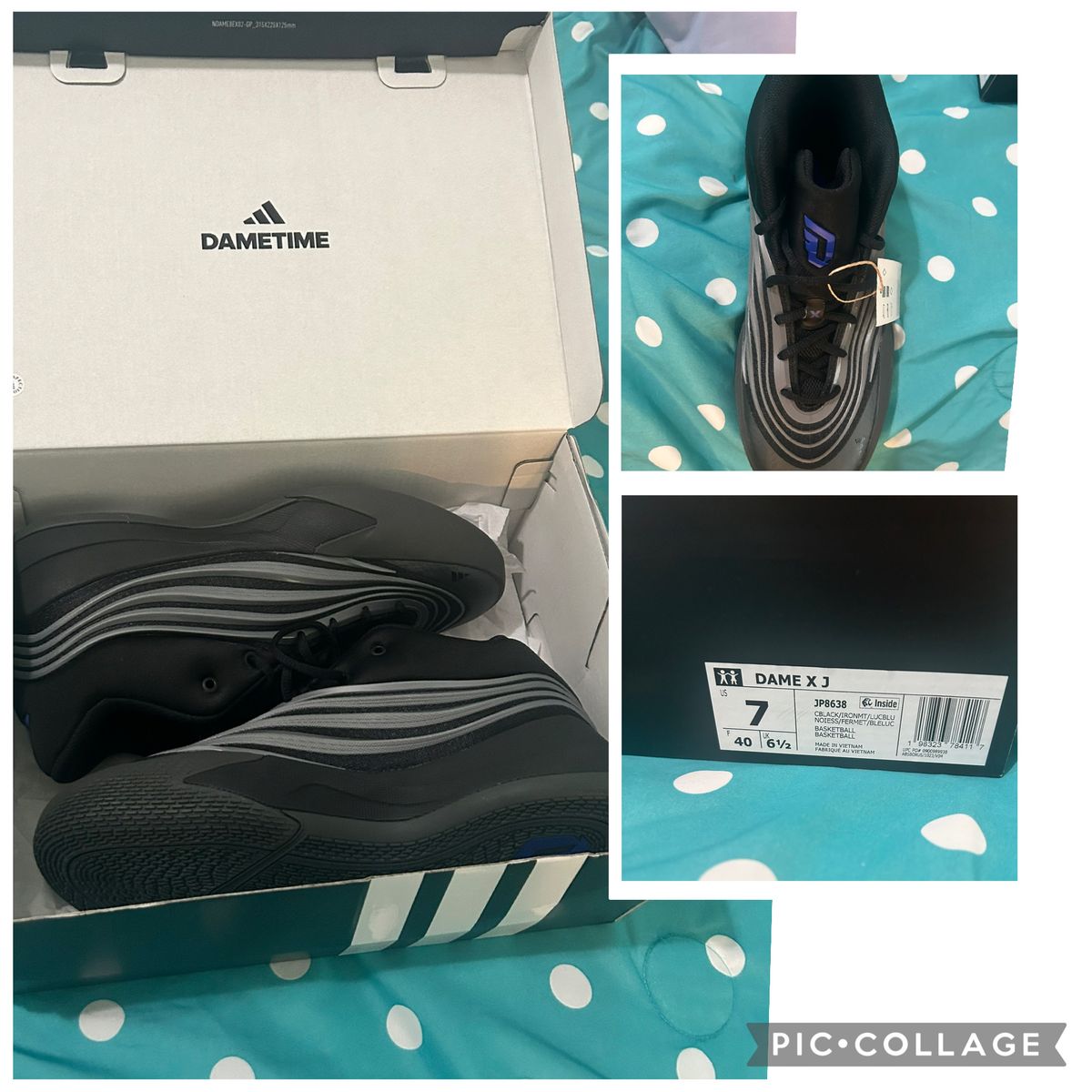 Adidas Dame EXTPLY 2.0 Basketball Shoes Black/Gray US Men's 7/Women's 8.5 NEW with Box