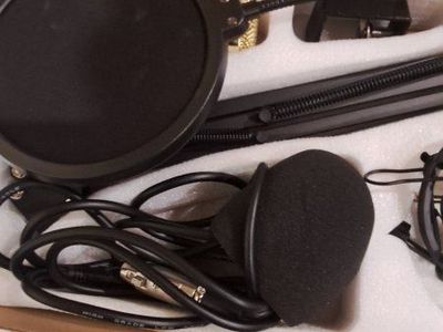 Microphone Studio Kit with Scissor Arm Stand, Pop Filter & XLR Cable