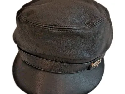 Gucci Leather Newsboy Cap Size L Black Hat