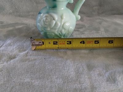 Avon Pale Blue Milk Glass Bud Vase with Raised Rose Details - 3.5 inches Tall