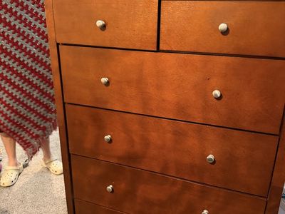 Wooden Bedroom Set - Tall Chest Dresser & Wide Dresser with Mirror
